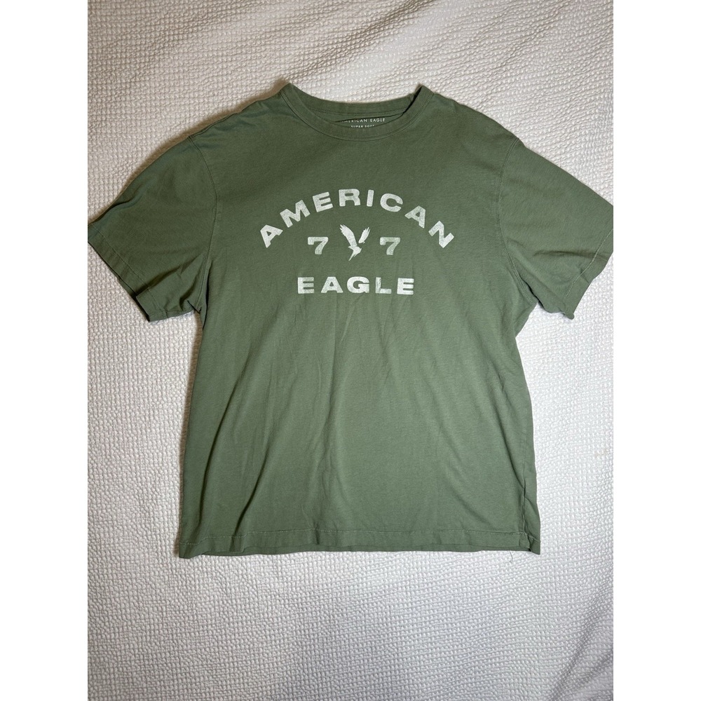 American Eagle Men's XL Green Super Soft Logo Graphic T-Shirt Standard Fit Tee